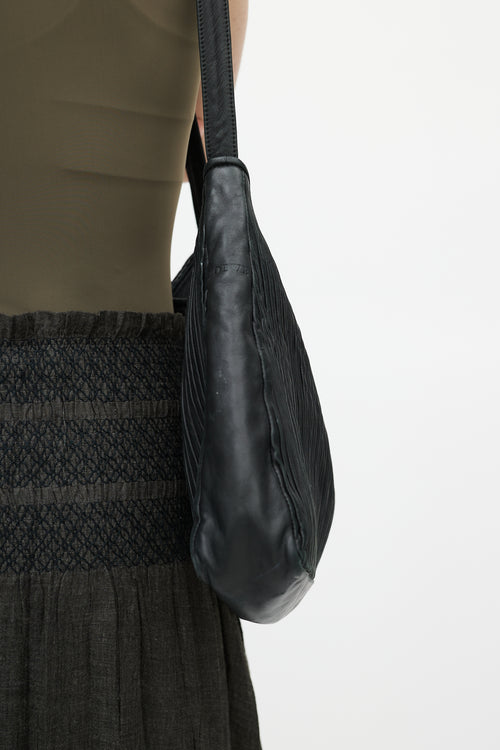 Loewe Vintage Black Pleated Shoulder Bag