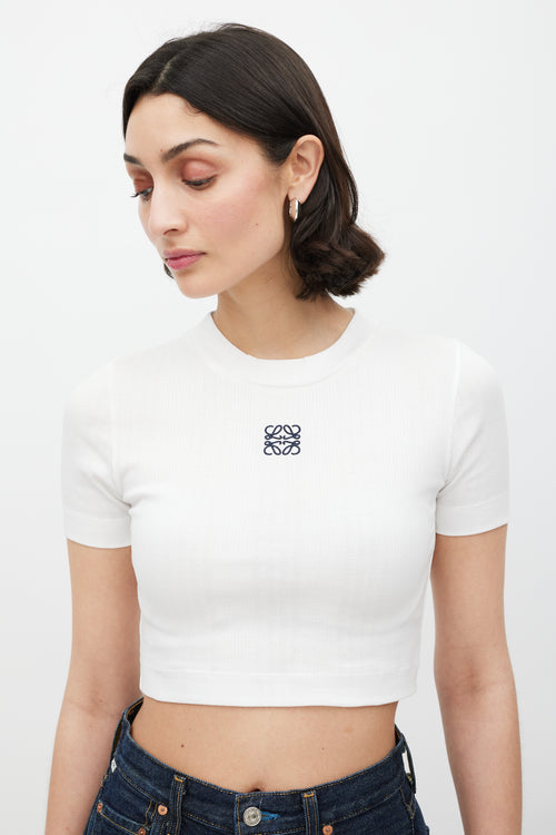 Loewe White 
Black Embroidered Logo Top