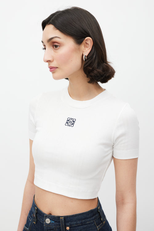 Loewe White 
Black Embroidered Logo Top