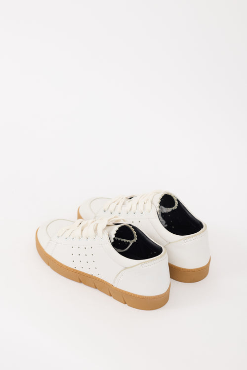 Loewe White 
Brown Leather Low Top Sneaker