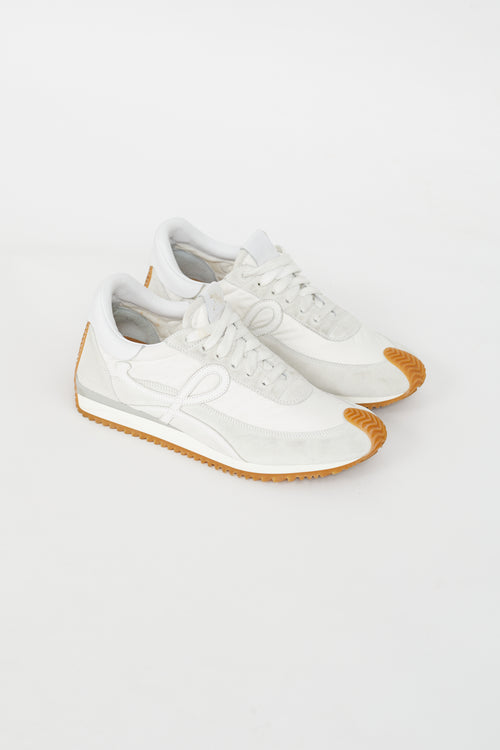 Loewe White Nylon 
Suede Flow Sneaker