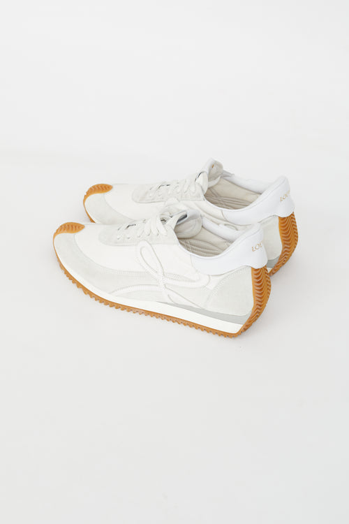 Loewe White Nylon 
Suede Flow Sneaker