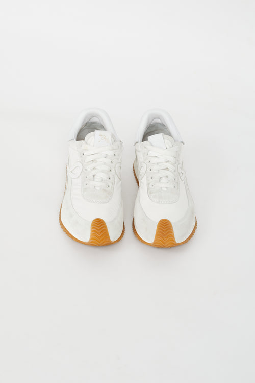 Loewe White Nylon 
Suede Flow Sneaker