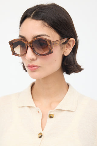 Loewe Brown Printed Oversized Square LW400470 Sunglasses