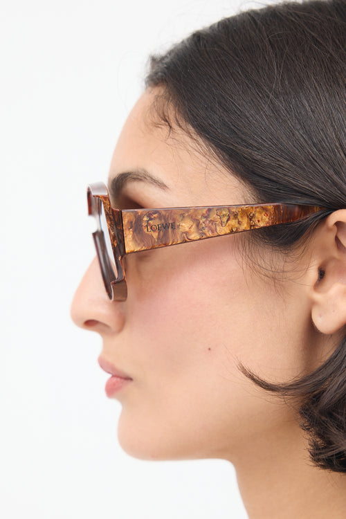 Loewe Brown Printed Oversized Square LW400470 Sunglasses