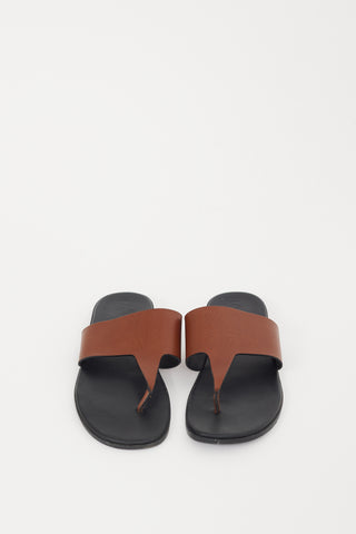 Loewe X Paulas Ibiza Black 
Brown Leather Anagram Sandal