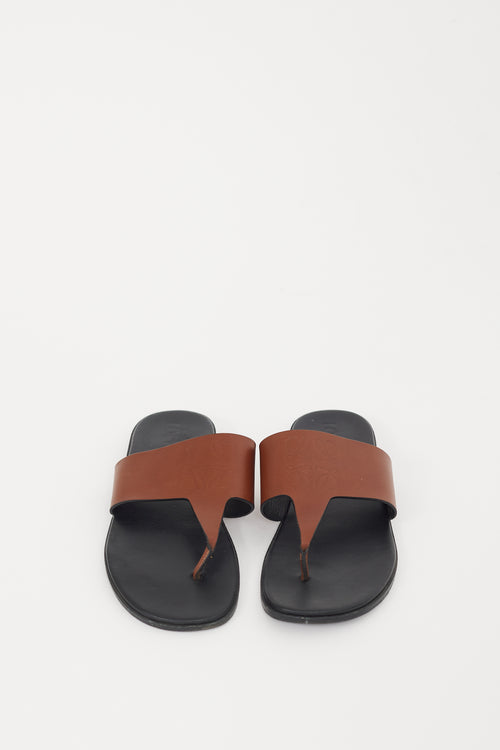 Loewe X Paulas Ibiza Black 
Brown Leather Anagram Sandal