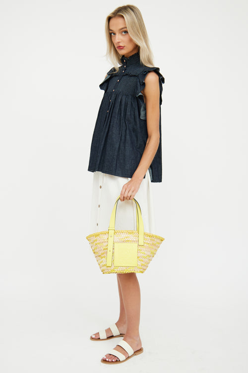 Loewe Yellow Raffia Straw Tote Bag