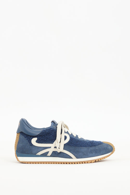 Loewe Navy Suede 
Terry Cloth Flow Sneaker