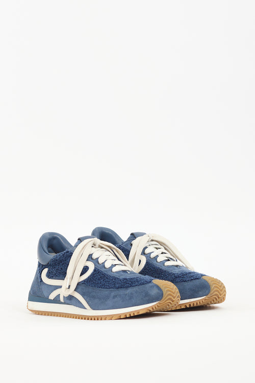 Loewe Navy Suede 
Terry Cloth Flow Sneaker