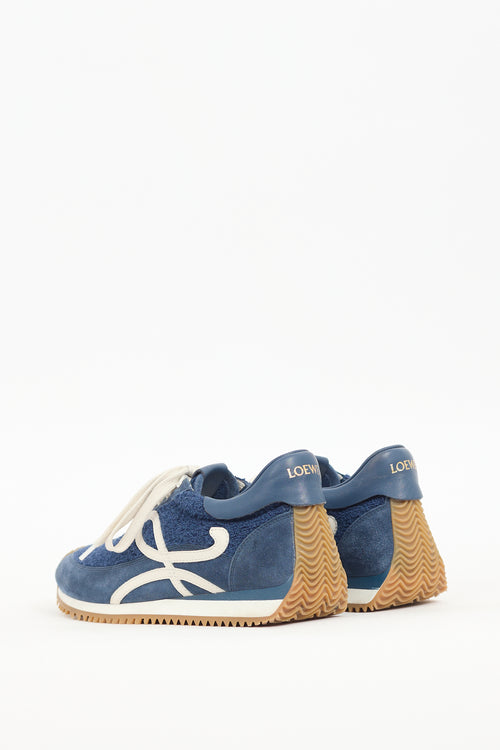 Loewe Navy Suede 
Terry Cloth Flow Sneaker