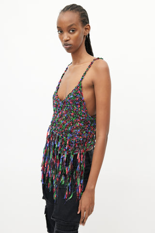 Loewe x Paula
s Ibiza Multi Color Metallic Fringe Top