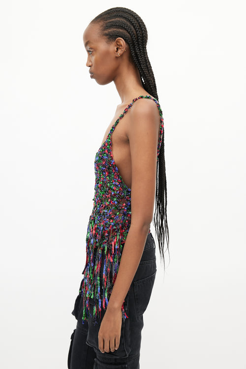 Loewe x Paula
s Ibiza Multi Color Metallic Fringe Top