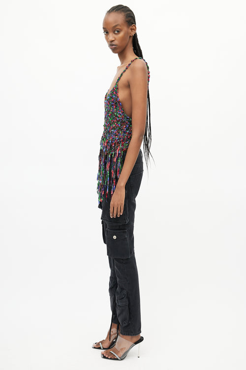 Loewe x Paula
s Ibiza Multi Color Metallic Fringe Top