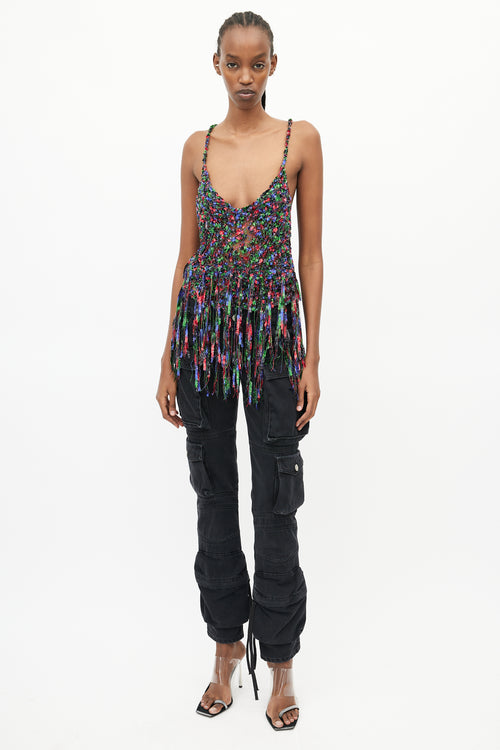 Loewe x Paula
s Ibiza Multi Color Metallic Fringe Top