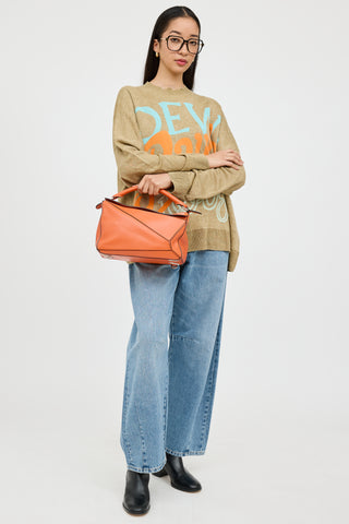 Loewe Orange Medium Puzzle Bag