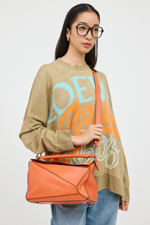 Loewe Orange Medium Puzzle Bag