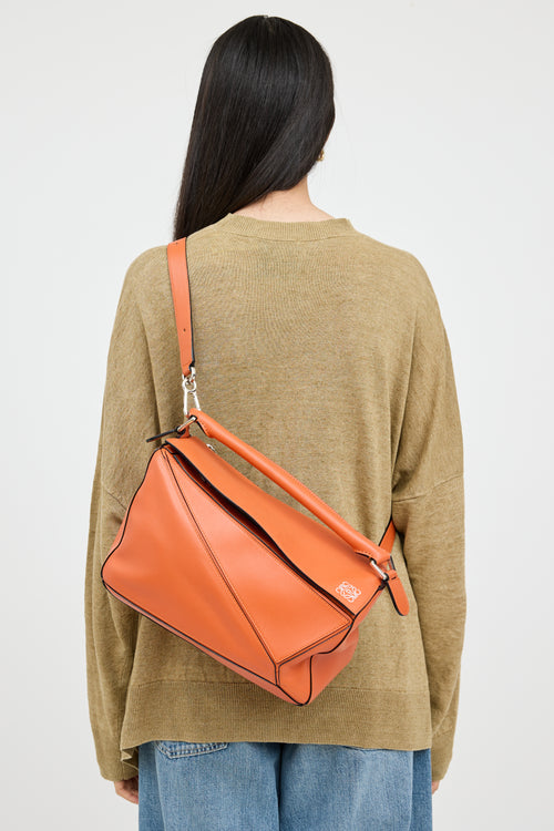 Loewe Orange Medium Puzzle Bag