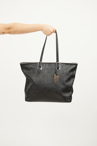 Longchamp Black Monogram Leather Tote Bag