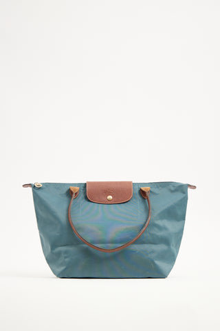 Longchamp Blue Nylon Le Pliage M Tote