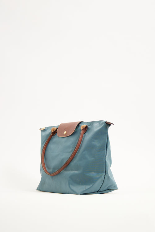 Longchamp Blue Nylon Le Pliage M Tote