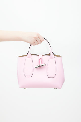 Longchamp Pink 
Red Leather Roseau Bag