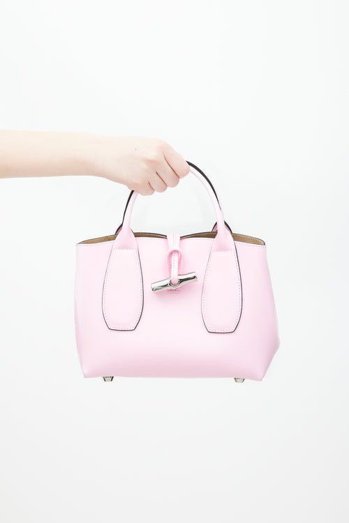 Longchamp Pink 
Red Leather Roseau Bag