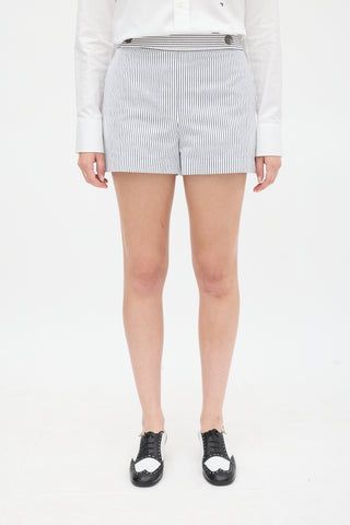 Longchamp White 
Blue Striped Shorts