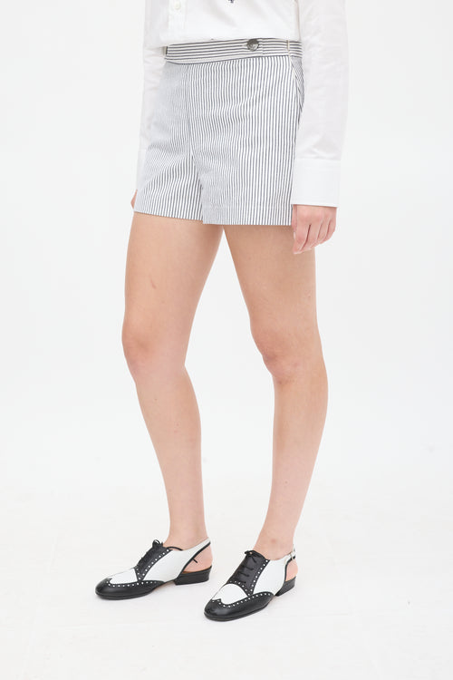 Longchamp White 
Blue Striped Shorts