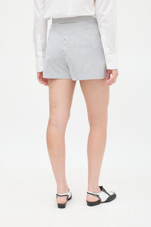 Longchamp White 
Blue Striped Shorts