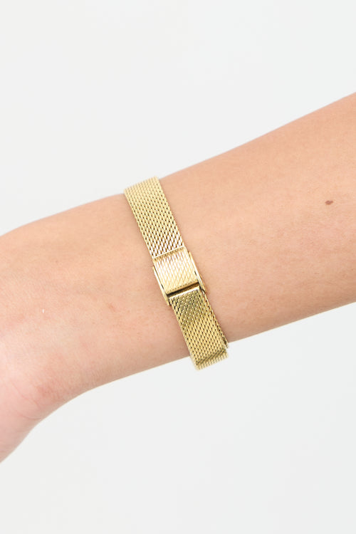 Longline Gold Plated Chain Mesh Square Watch