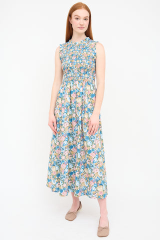 Loretta Caponi Multi Floral Gioia Sleeveless Dress