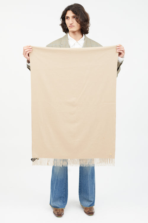 Loro Piana Beige Cashmere Fringe Scarf