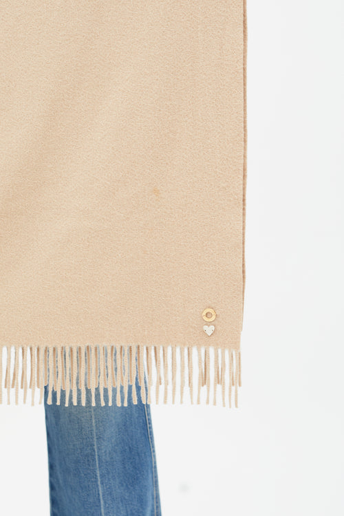 Loro Piana Beige Cashmere Fringe Scarf