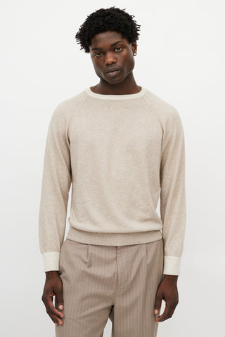 Loro Piana Beige Cashmere Knit Sweater