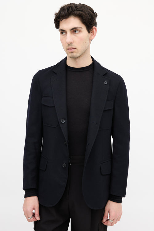 Loro Piana Black Cashmere Reversible Blazer