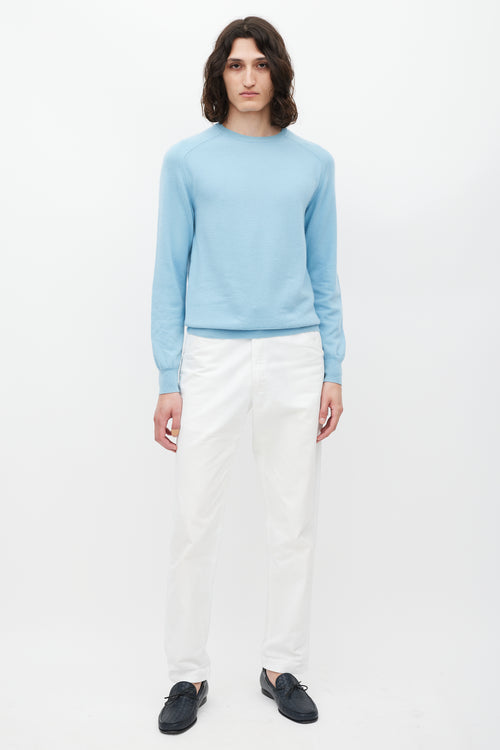 Loro Piana Blue Cashmere Knit Sweater