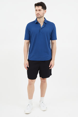 Loro Piana Blue Short Sleeve Polo