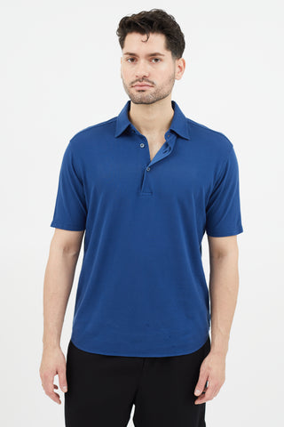 Loro Piana Blue Short Sleeve Polo