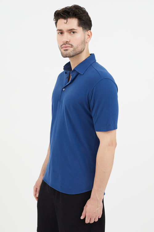 Loro Piana Blue Short Sleeve Polo