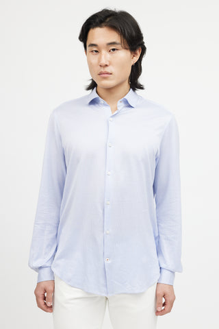 Loro Piana Blue 
White Houndstooth Shirt