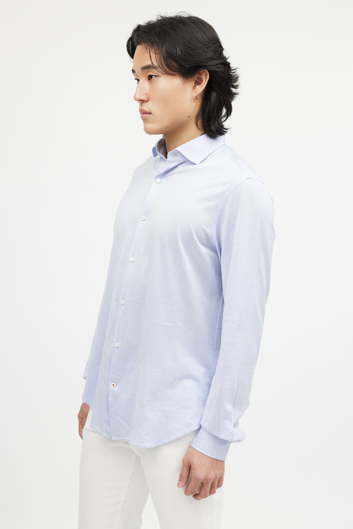 Loro Piana Blue 
White Houndstooth Shirt