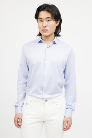 Loro Piana Blue 
White Houndstooth Shirt