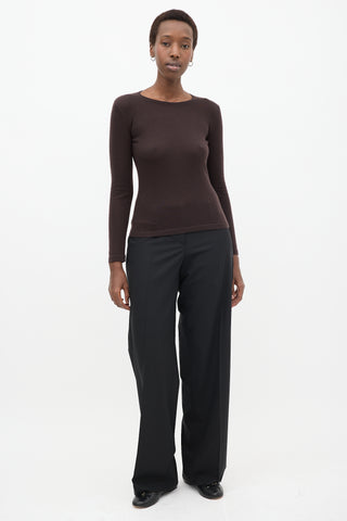 Brown Cashmere Knit Top