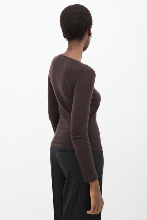 Brown Cashmere Knit Top