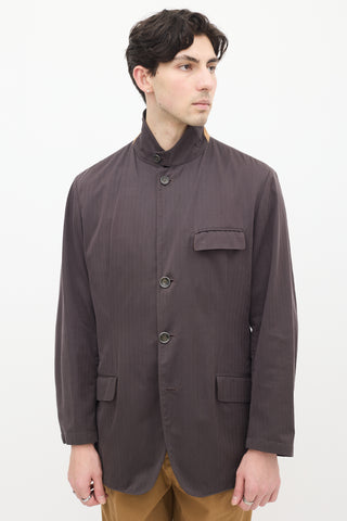 Loro Piana Brown Convertible Collar Blazer