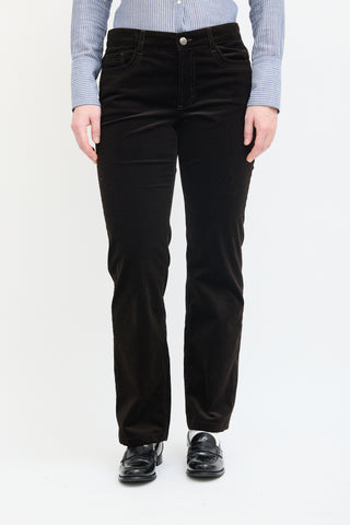 Loro Piana Brown Corduroy Straight Leg Pant