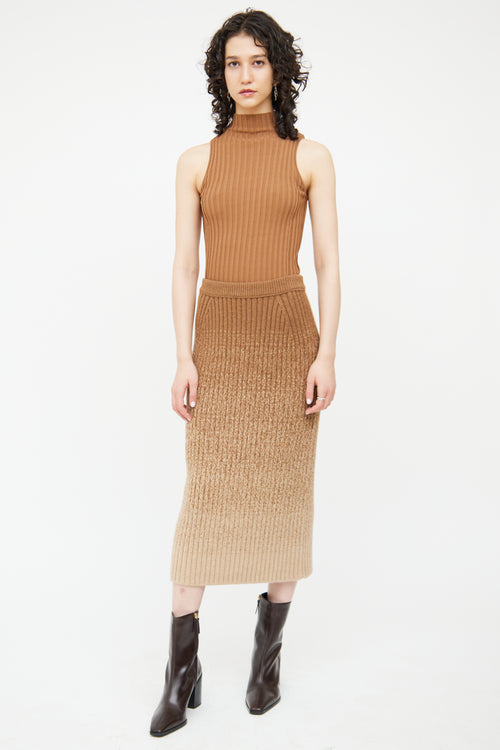 Loro Piana Brown Ombre Cashmere Knit Skirt