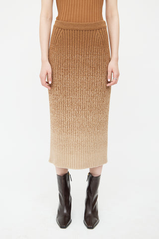 Loro Piana Brown Ombre Cashmere Knit Skirt