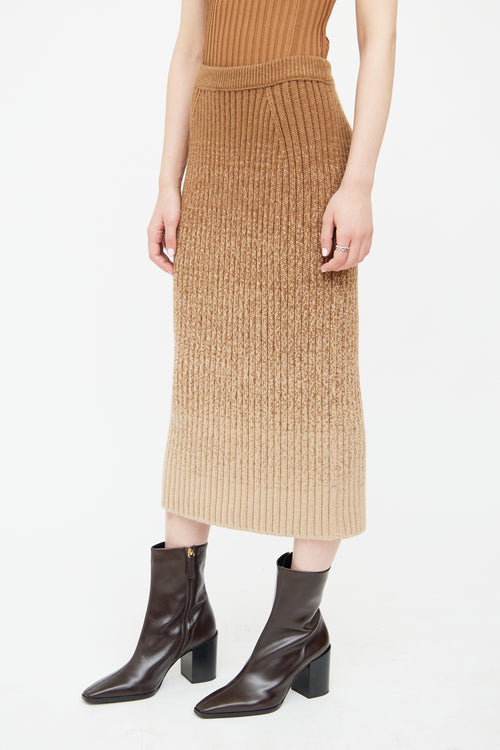 Loro Piana Brown Ombre Cashmere Knit Skirt